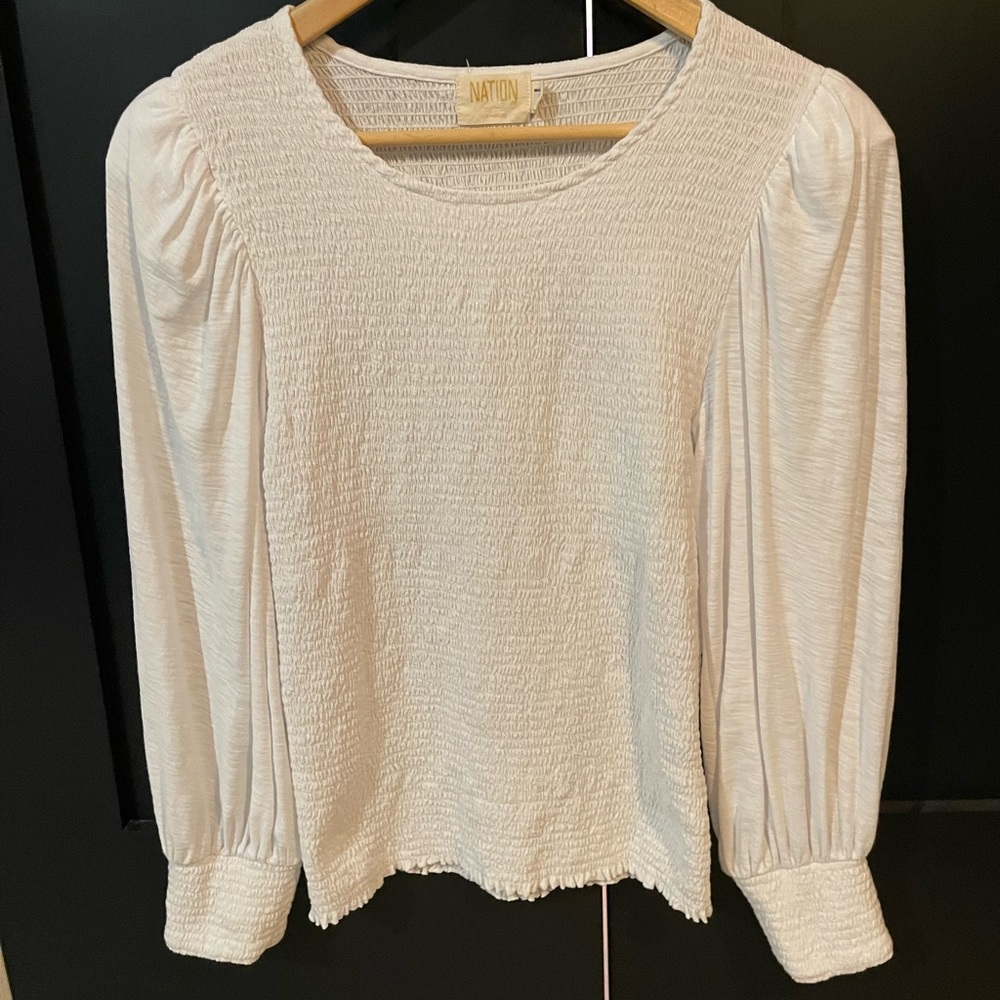 NATION LTD Long-sleeve smocked tee